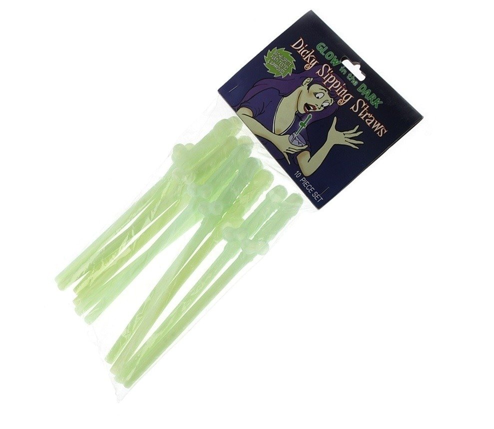 Komplet Słomek - Męskie Członki Świecące w Ciemności - Dicky Sipping Straws  Glow in The Dark - Sklep Erotyczny Figielek.pl