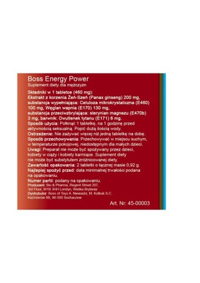 Boss Energy Power Tabletki Erekcyjne dla Mężczyzn 20 Opakowań