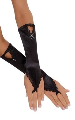 Czarne satynowe rękawiczki długie SoftLine 7710