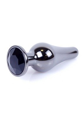 Korek Analny z Czarnym Kryształkiem Dark Silver Butt Plug