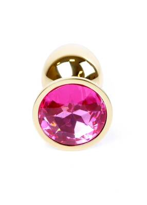 Korek Analny z Różowym Kryształkiem Gold Diamond Plug Pink