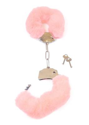 Metalowe Solidne Kajdanki z Futerkiem Light Pink - Furry Cuffs