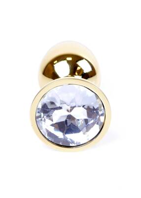 Metalowy Korek Analny z Przejrzystym Kryształkiem Gold Diamond Plug Cristal