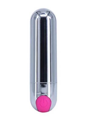 Mini Srebrny Wibrator Pocisk - Lady Finger - Silver/Pink