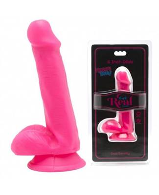 Penis Z Jądrami Różowy PVC - Happy Dicks 6" 16cm