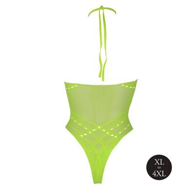 Sexy Wiązane na Szyi Neonowe Body Ouch! 839 Green