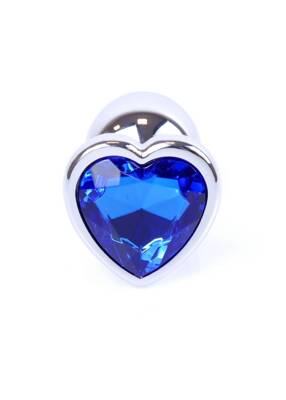 Stalowy Korek Analny Serce z Niebieskim Kryształkiem Diamond Plug Heart Blue